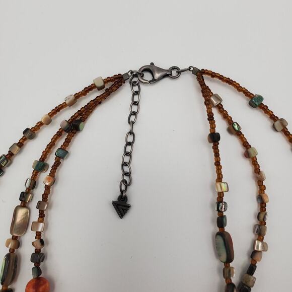 SILPADA Sterling Silver FIESTA FUN Coral Mother of Pearl Abalone Necklace #N1563 - Picture 6 of 8